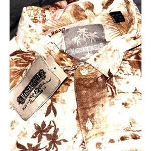 Margaritaville Button Shirt Size 2XL Men’s Soft Silk/Linen All Over Print Summer